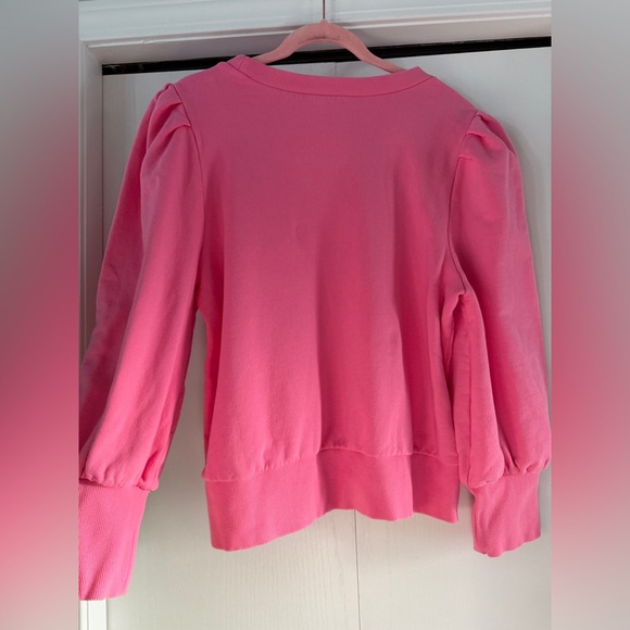 Loft pink pleated sleeve sweatshirt. Size XL crew neck. 💯 Cotton EUC - Picture 2 of 4